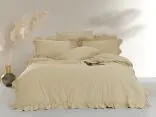 Pościel z bawełny z falbanką Limasso 160x200 Akdeniz Cream w pudełku bez prasowania